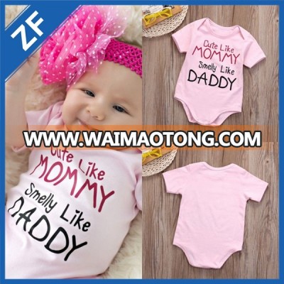 wholesale short sleeve kids baby girl pink romper in stock